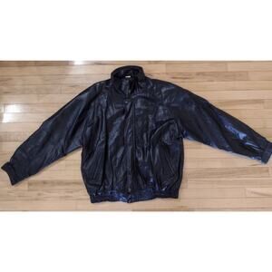 Vintage BMM Los Angeles Genuine Leather Coat Jacket Black Zipper Snap Men’s XXL
